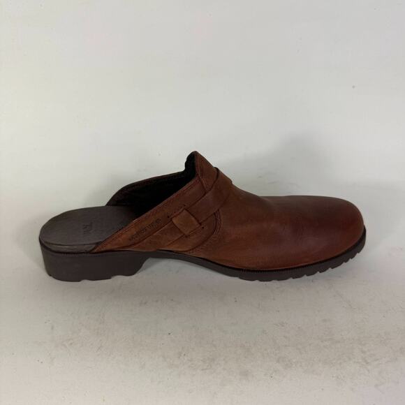Teva Clogs Women's 8.5 Brown Leather Waterproof Slip-On Block Heel Round Toe - Picture 3 of 10
